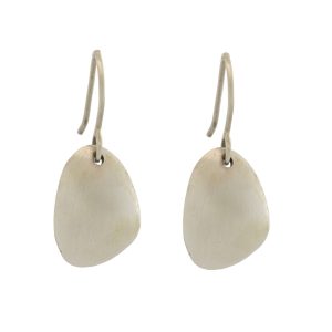Jane Diaz: Organic Shaped Dome Drop Earrings, Sterling Silver, Measure 1 1/4″ x 9/16″