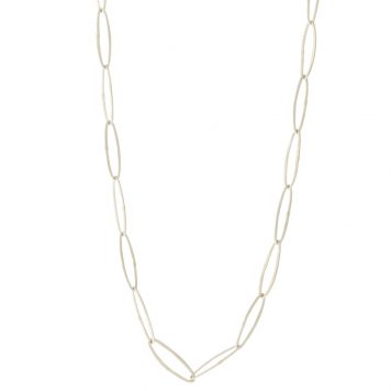 Jane Diaz: Sterling silver delicate hammered oval link chain 22"