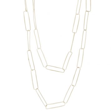 Jane Diaz: Sterling silver delicate hammered paper clip link chain 48"