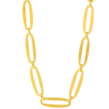 Jane Diaz: Hammered heavy oval link chain in  gold plate, measures 21"