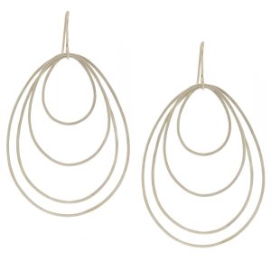 Jane Diaz: Whisper Hoop Egg Shape Earring Sterling Silver, measures 2 3/4" x 1 3/4" including earwire