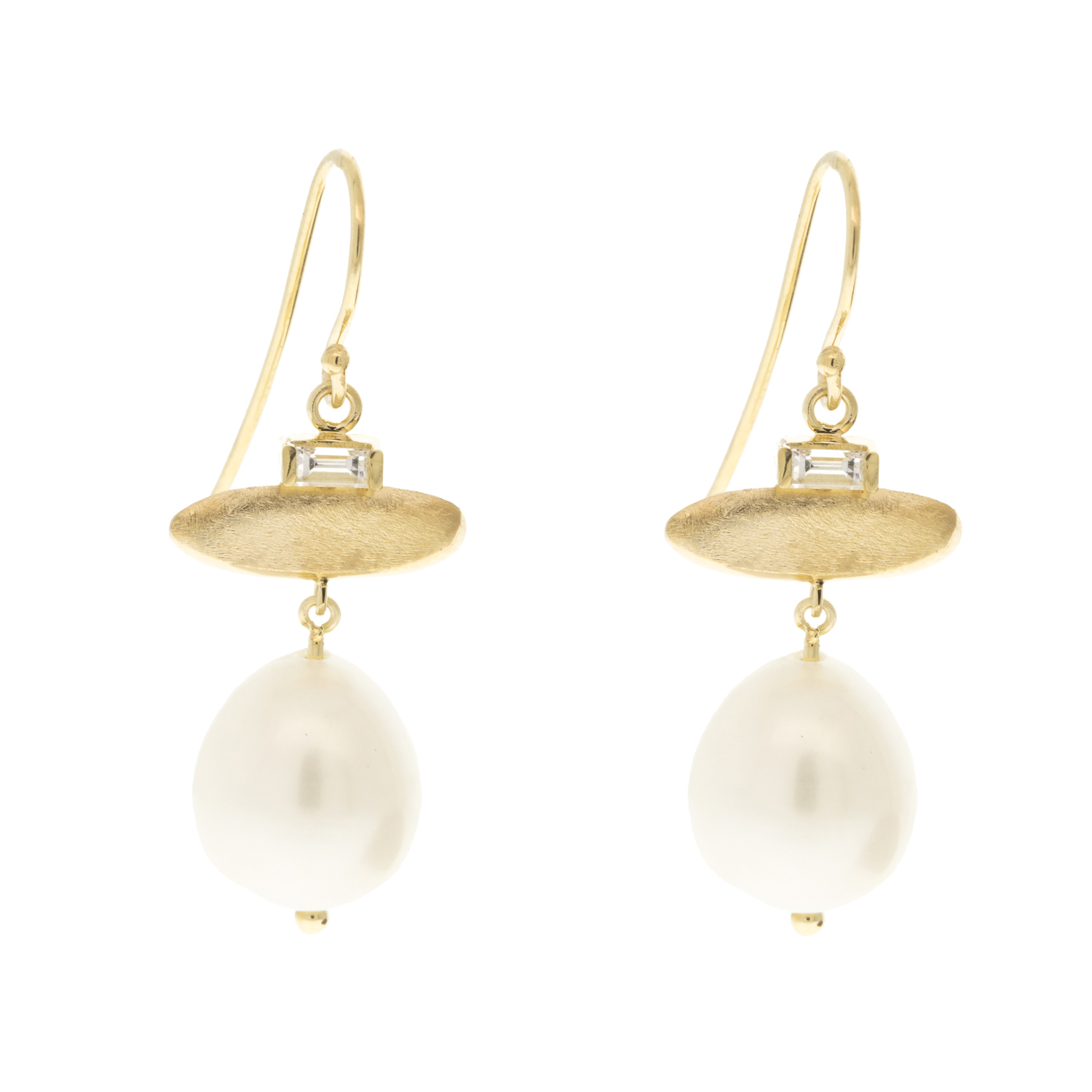 Shaesby:Petite pearl drops with diamonds, measure 1 1/8" x 7/16"