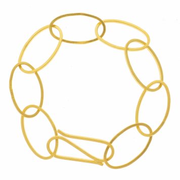 Jane Diaz: Large oval link bracelet gold plate, measures 7"