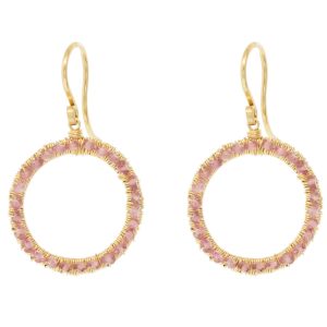 Dana Kellin Fine: Earrings, 14K gold, pink tourmaline, measure 1 1/8" x 11/16" including earwire