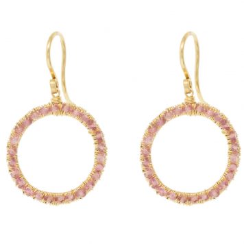 Dana Kellin Fine: Earrings, 14K gold, pink tourmaline, measure 1 1/8" x 11/16" including earwire