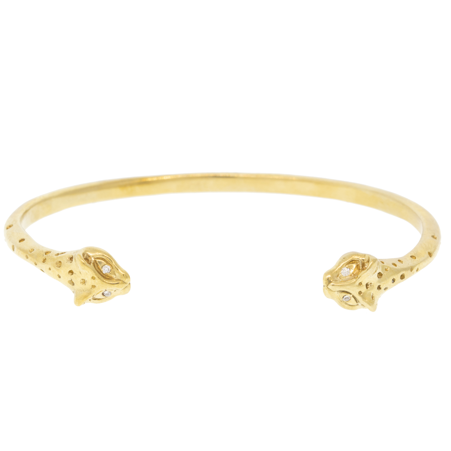 Julie Nolan: Double headed Jaguar cuff w/diamond eyes, measures 5/16" at widest point