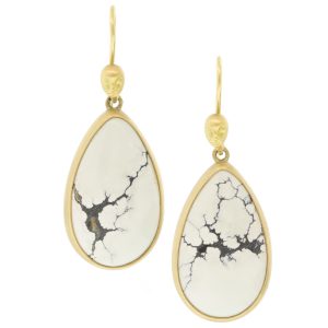 Hannah Blount:Guillemot figurehead Cameo earrings,22.7ct Variscite,18K,Sterling silver, measure 1 9/16" x 5/8" including earwire