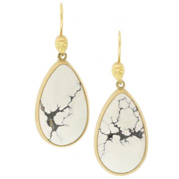 Hannah Blount:Guillemot figurehead Cameo earrings,22.7ct Variscite,18K,Sterling silver, measure 1 9/16" x 5/8" including earwire