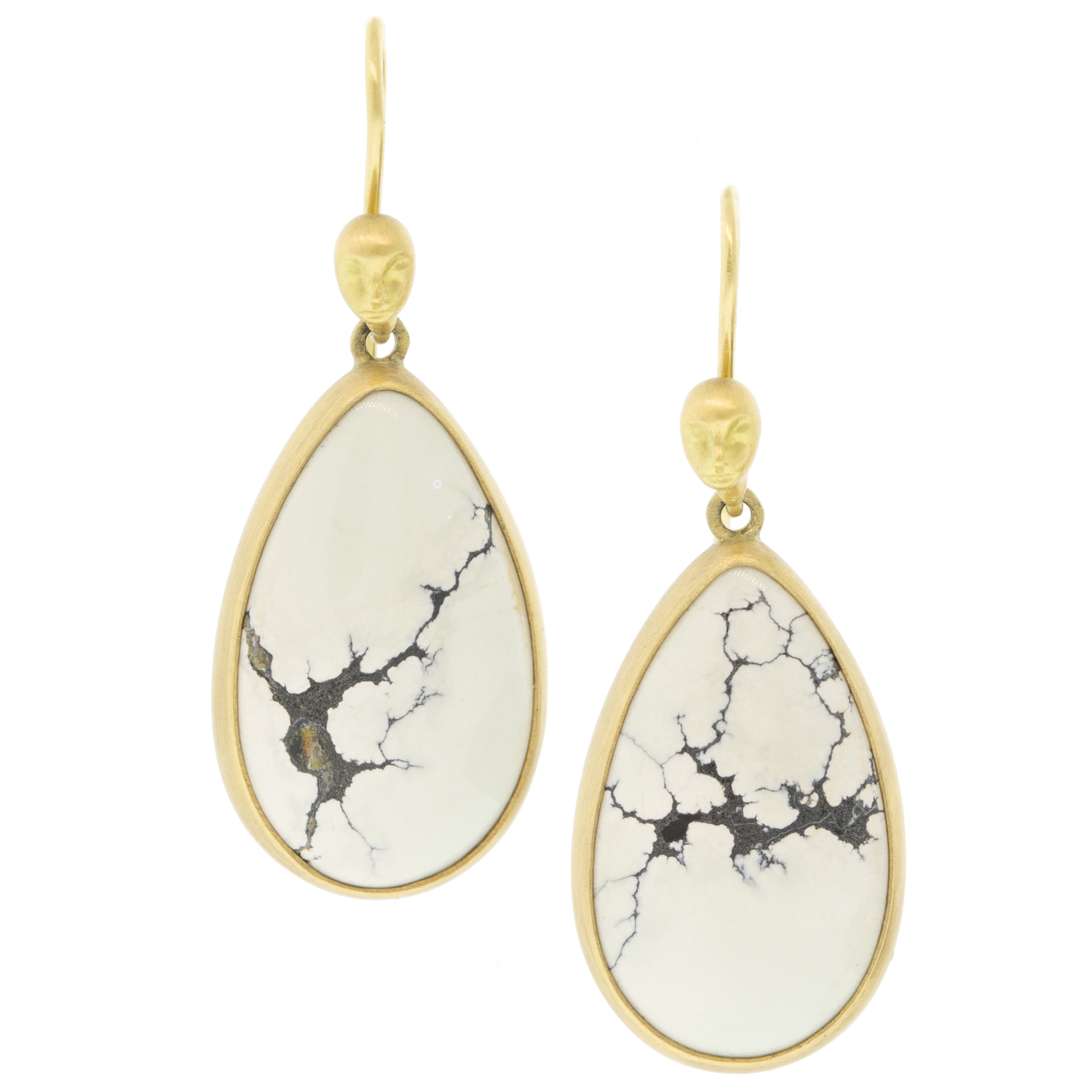 Hannah Blount:Guillemot figurehead Cameo earrings,22.7ct Variscite,18K,Sterling silver, measure 1 9/16" x 5/8" including earwire