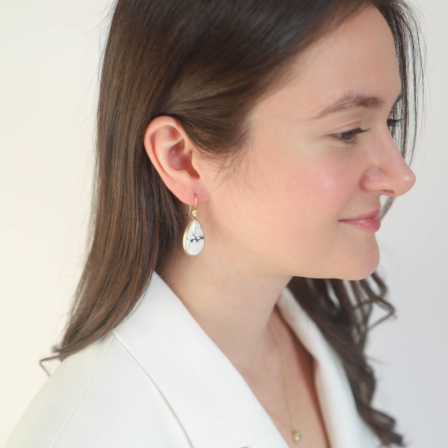 Hannah Blount:Guillemot figurehead Cameo earrings,22.7ct Variscite,18K,Sterling silver, measure 1 9/16" x 5/8" including earwire