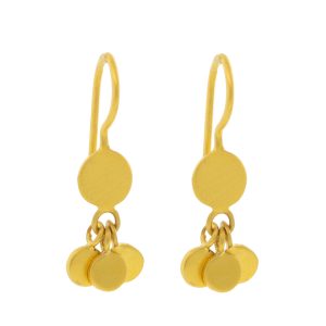 Jane Diaz: Tiny Disc Drops Gold Plate, measures 1" x 5/16" including earwire