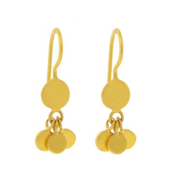 Jane Diaz: Tiny Disc Drops Gold Plate, measures 1" x 5/16" including earwire
