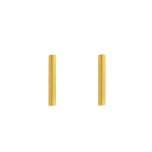 Jane Diaz: Simple Bar Stud, Gold Plate, measures 3/8" x 1/16"