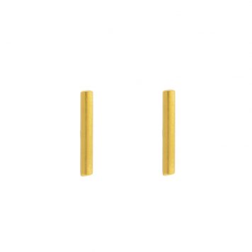 Jane Diaz: Simple Bar Stud, Gold Plate, measures 3/8" x 1/16"
