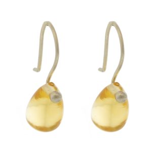 Jane Diaz : Simple Stone Tear Drops, Citrine, measure 3/4" x 1/4" including earwire