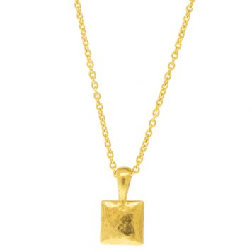 Gurhan: necklace, 22k gold, 1/2" x 1/4" square pendant including bail, 16-18" 22k chain, 18k clasp