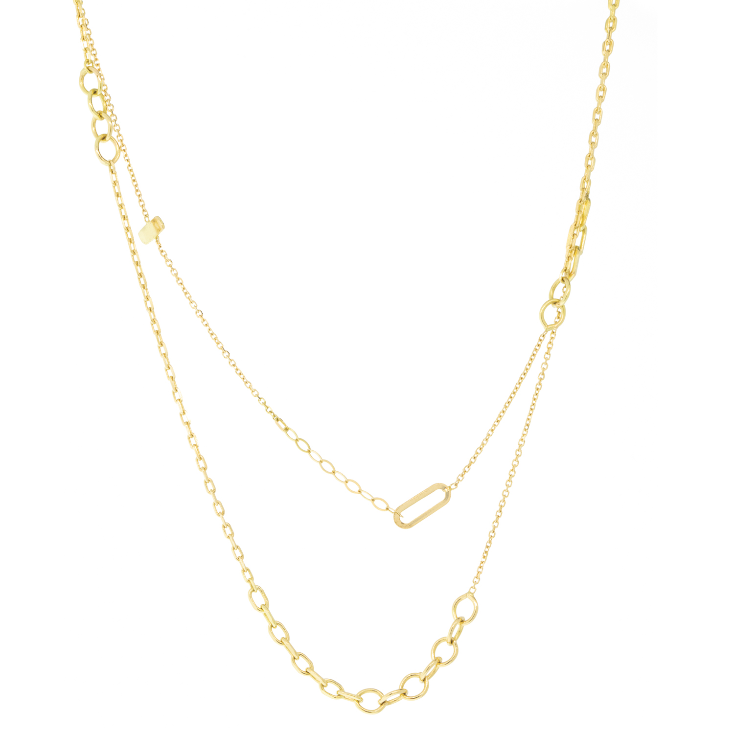 Sweet Pea: Chains Galore 2 Strand 18ct gold trace link chain necklace, chain measures 15"