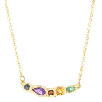 Misa Jewelry:  Journey Treasure Rainbow Necklace, 14kyg, sapphire/amethyst/citrine/emerald 17"