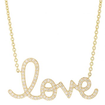 Sydney Evan: Necklace, Big Love Script Necklace,14 K Gold