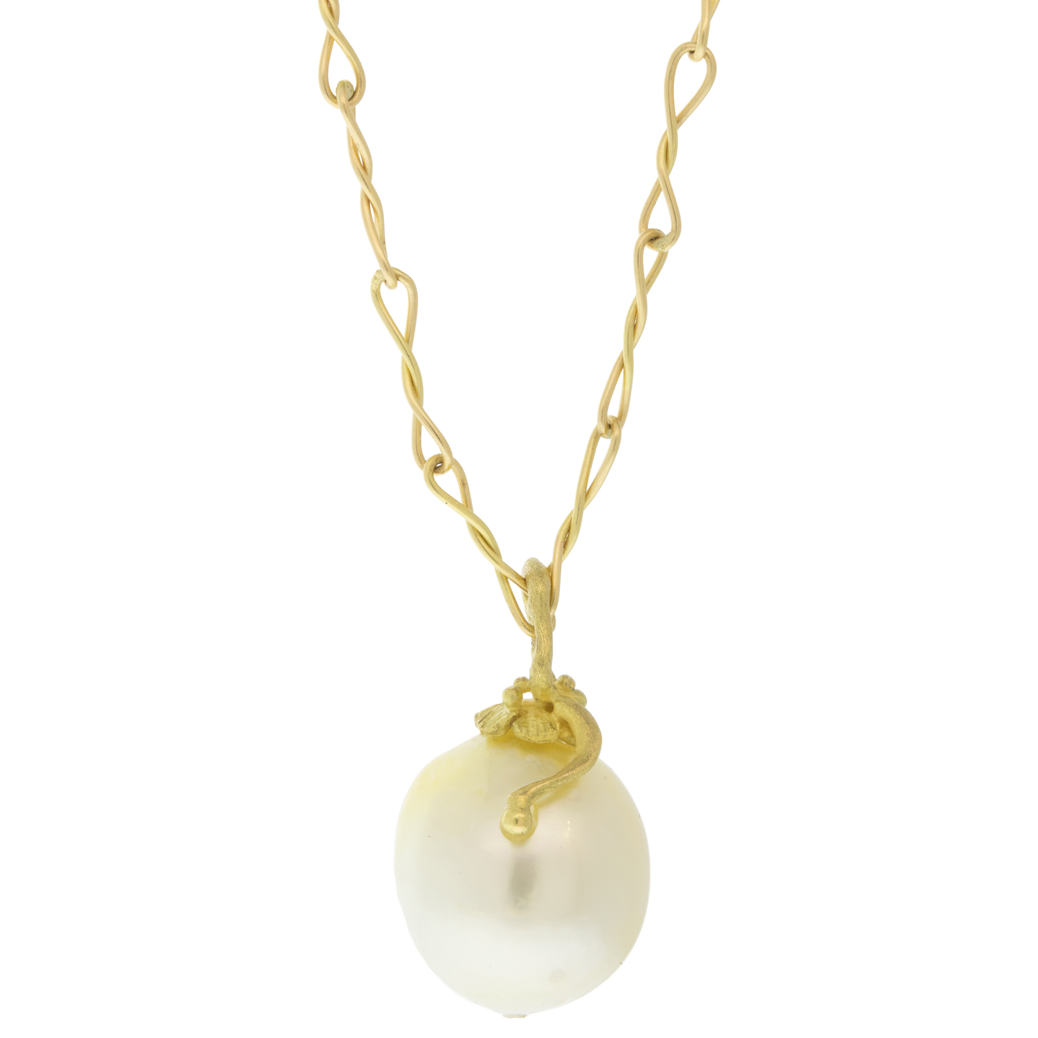 Lene Vibe: Pendant,South sea pearl,Cream,18K gold 7/8" x 1/2" inc bail