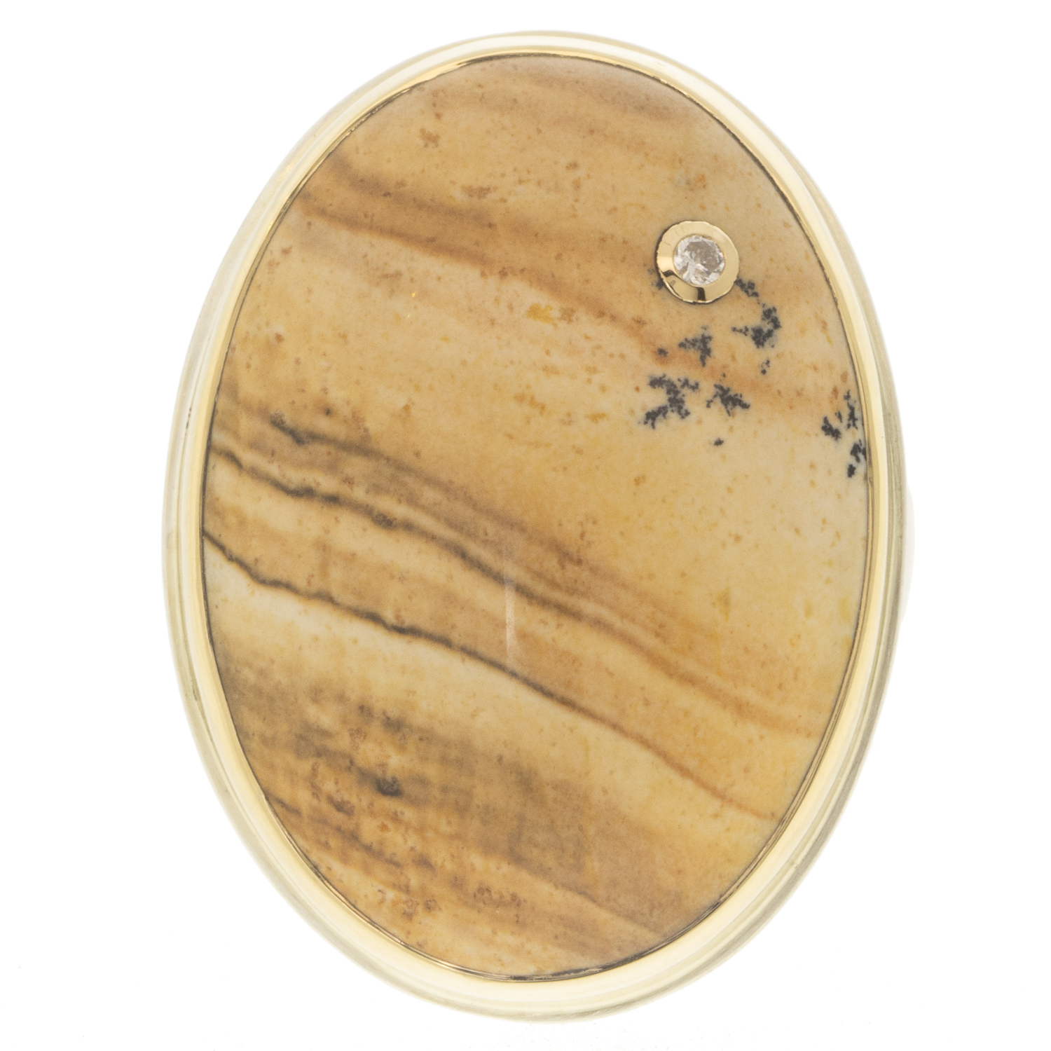 gold and silver ring with agate and diamond by jewelry designer Jamie Joseph