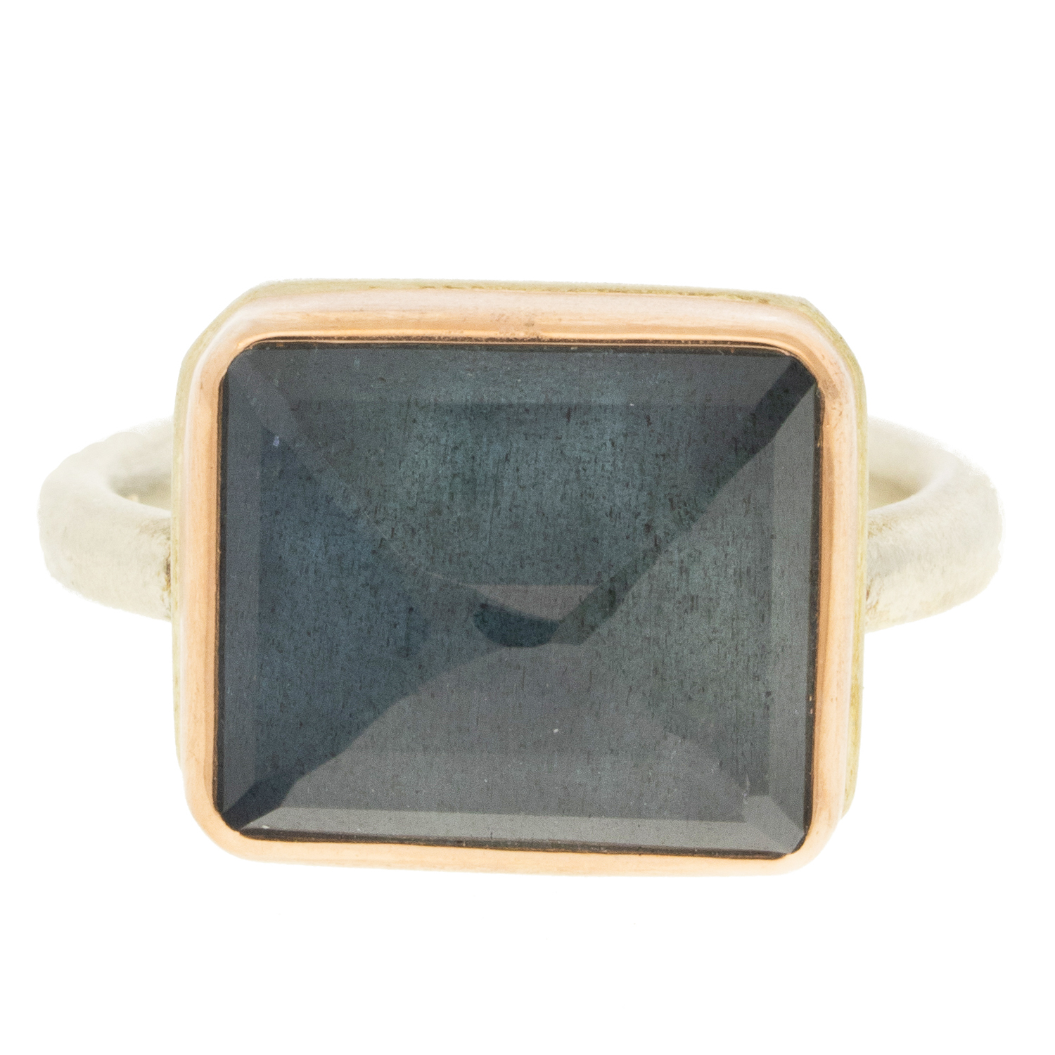 gold and silver ring with aquamarine by jewelry designer Jamie Joseph