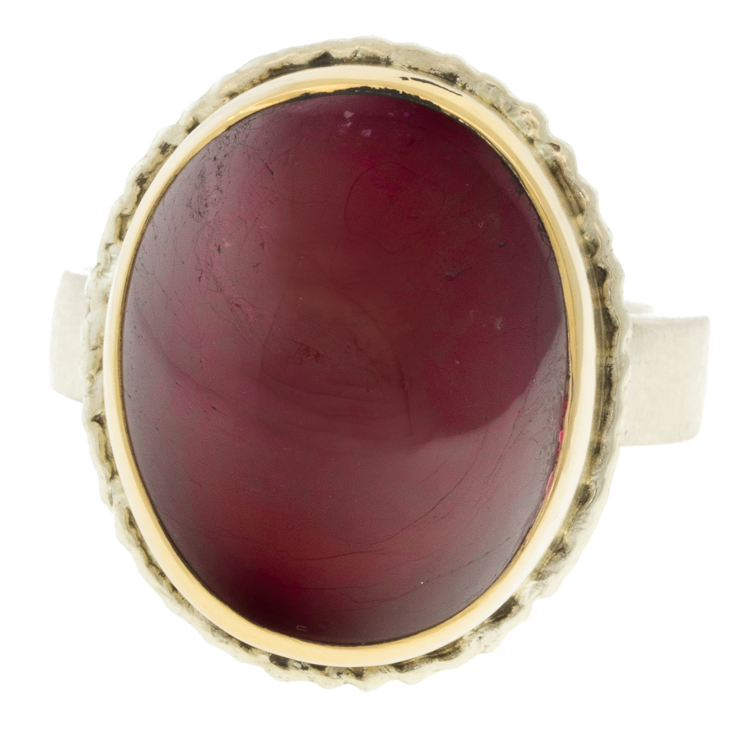 gold and silver ring with ruby by jewelry designer Jamie Joseph