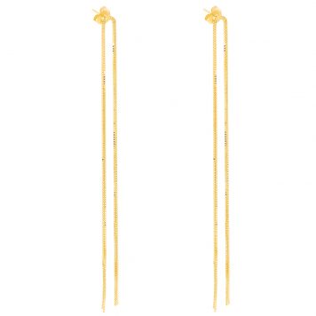 Tai: Gold vermeil arc chain earrings, fringe, measure 3 7/8" x 1/4"