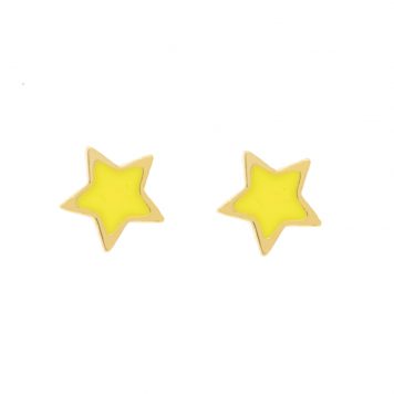 Tai: Yellow enamel star posts, measure 3/16" x 3/16"
