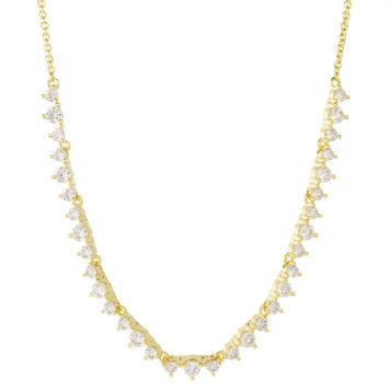Tai: Gold chain necklace with half riviere, adjustable chain measures 14-16"
