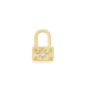 Three Stories Jewelry: SINGLE Unlock Love Starburst Charms, 14K Yellow Gold, diamond, .03TCW, measures 7/16" x 1/4"