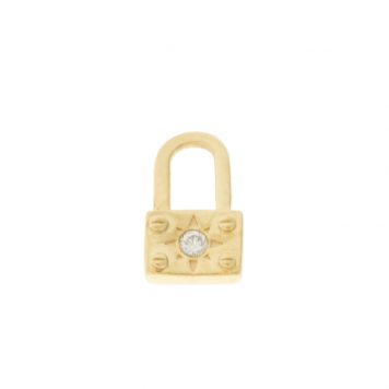 Three Stories Jewelry: SINGLE Unlock Love Starburst Charms, 14K Yellow Gold, diamond, .03TCW, measures 7/16" x 1/4"