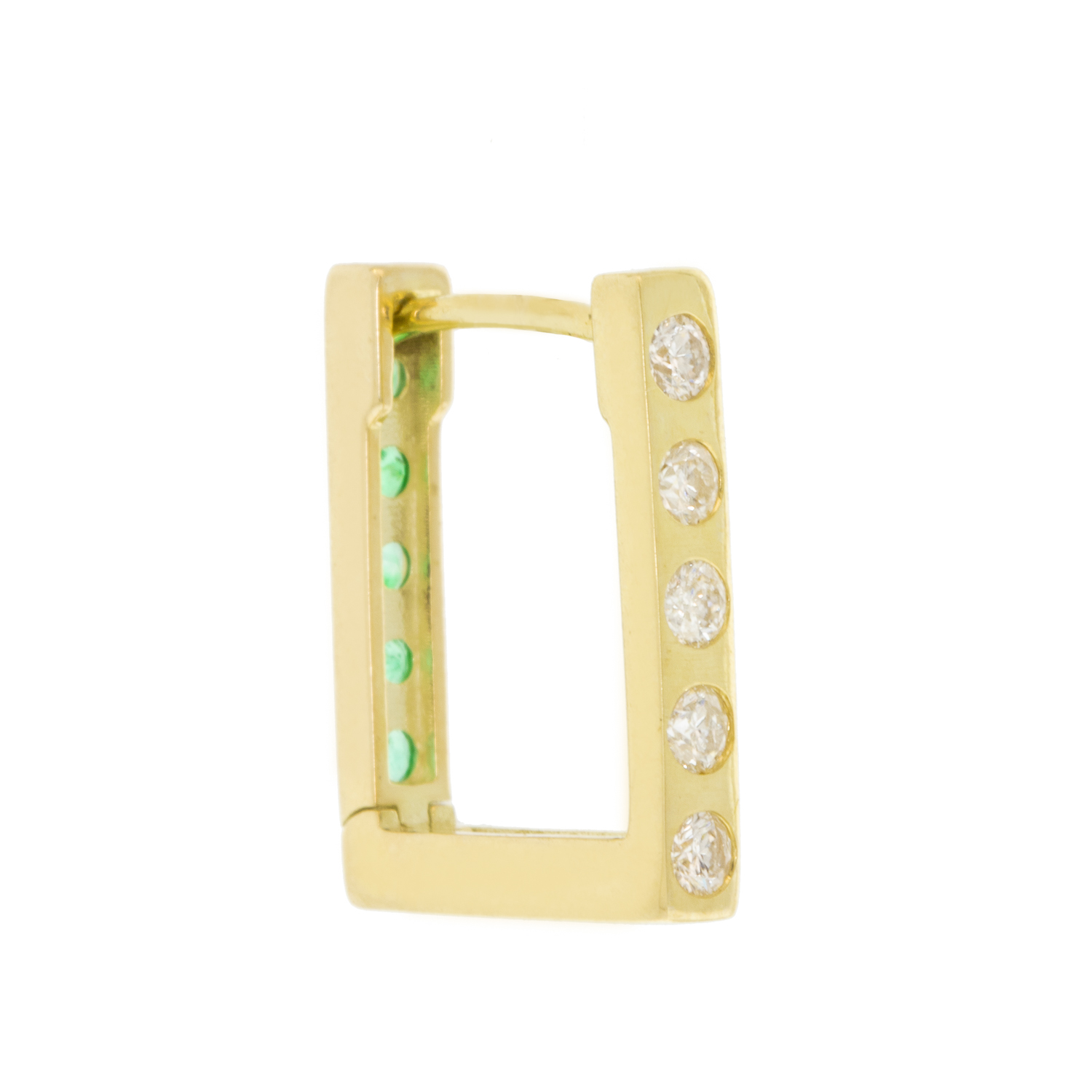Three Stories Jewelry: Single Double Sided Emerald Rectangle Hoop