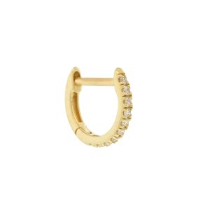 Three Stories Jewelry: Classic Diamond Huggie Hoop Earrings, 14K yellow gold, SINGLE