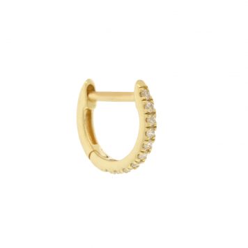 Three Stories Jewelry: Classic Diamond Huggie Hoop Earrings, 14K yellow gold, SINGLE