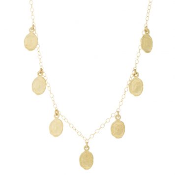 Victoria Cunningham: Necklace, Flakes, 7 Medium Golden Flakes, 14K Yellow Gold.