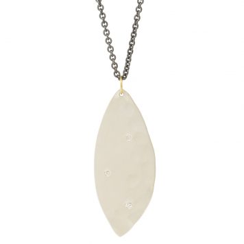 Sarah McGuire: Large Petal Necklace, 3 flush set diamonds, 20"
