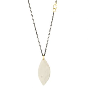 Sarah McGuire: Small Petal Necklace, 1 flush set diamond, 18"