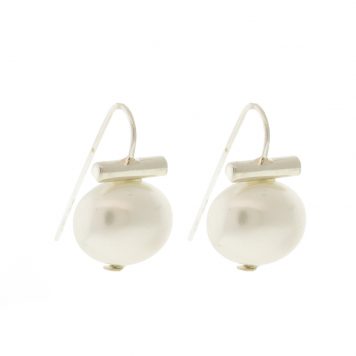 Catherine Canino: Sterling Silver Baby Pebble Pearl Earring White