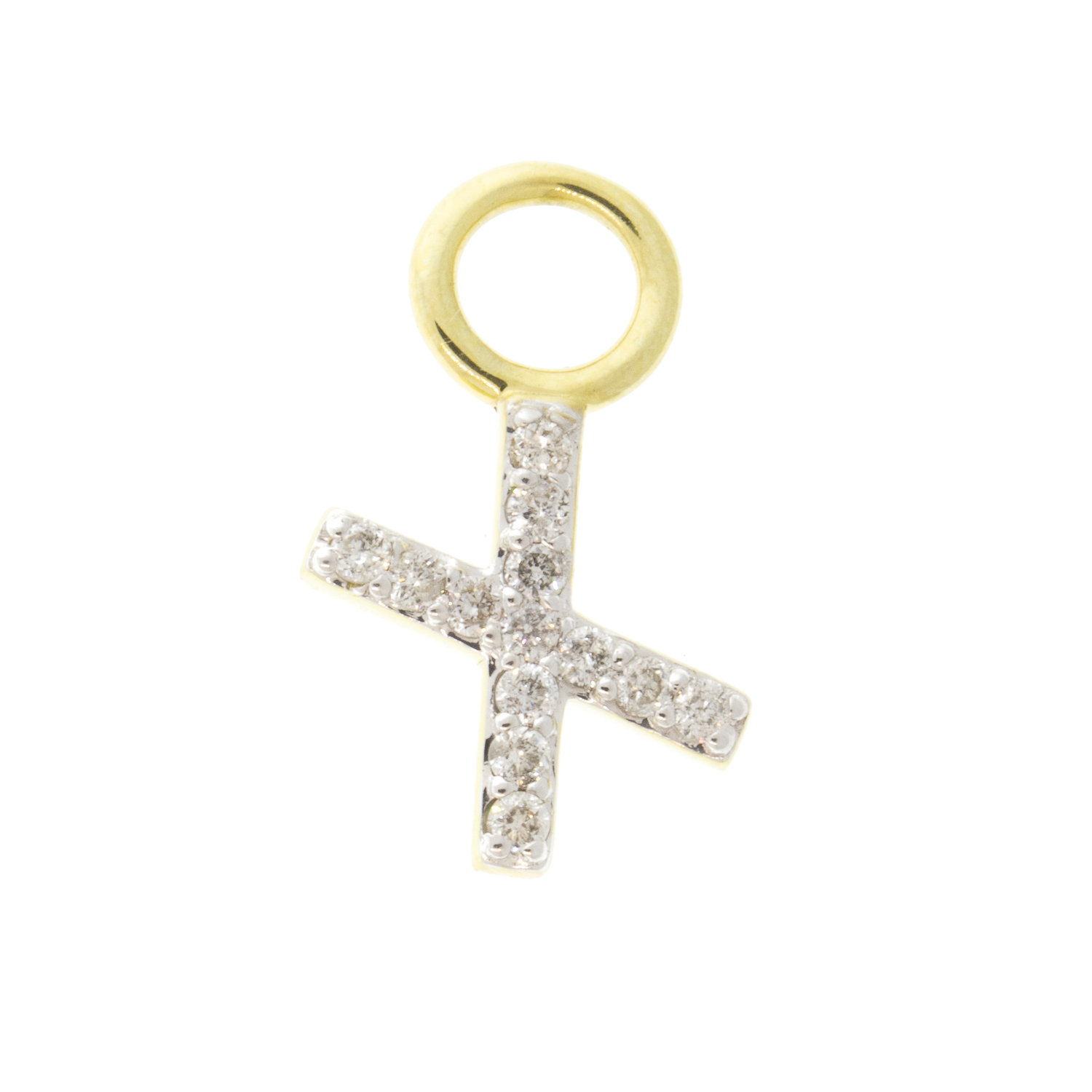 Jude Frances: Petite Diamond Pave X Charm 18K Yellow Gold GSI Diamonds