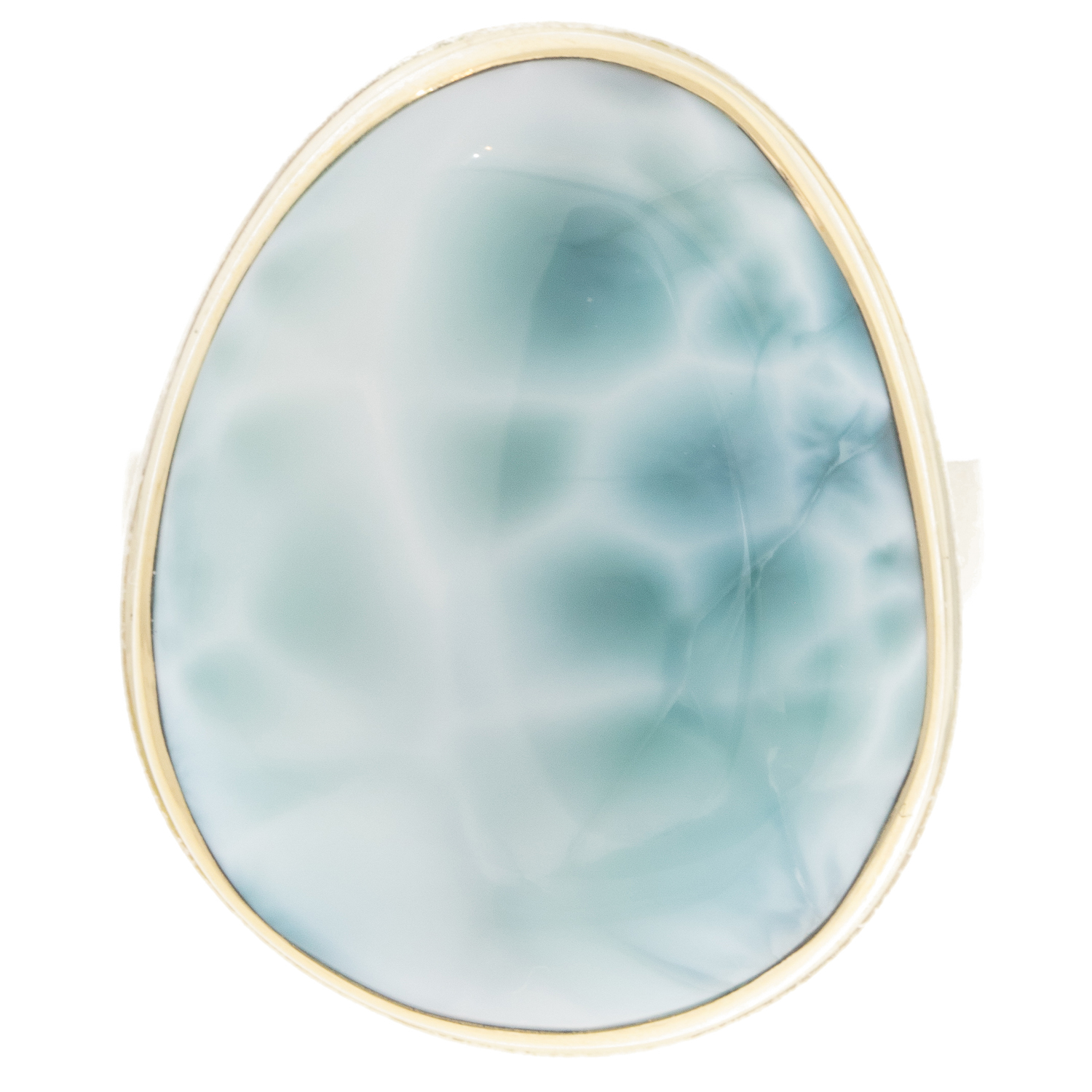 gold and silver ring with Larimar by jewelry designer Jamie Joseph