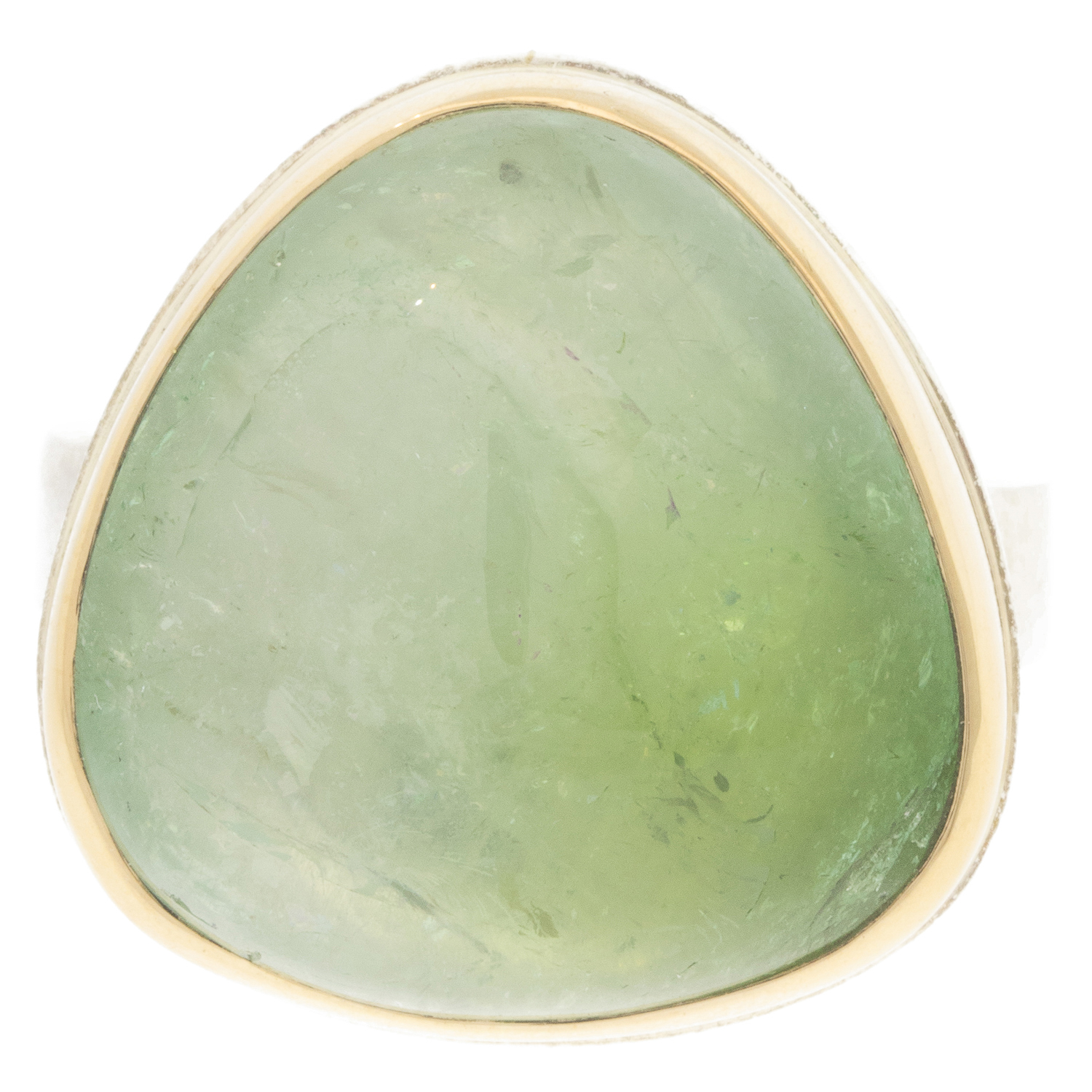 Jamie Joseph: GREEN TOURMALINE Sterling & 14K Gold Ring on Y Band size 8 3/4" x 3/4"