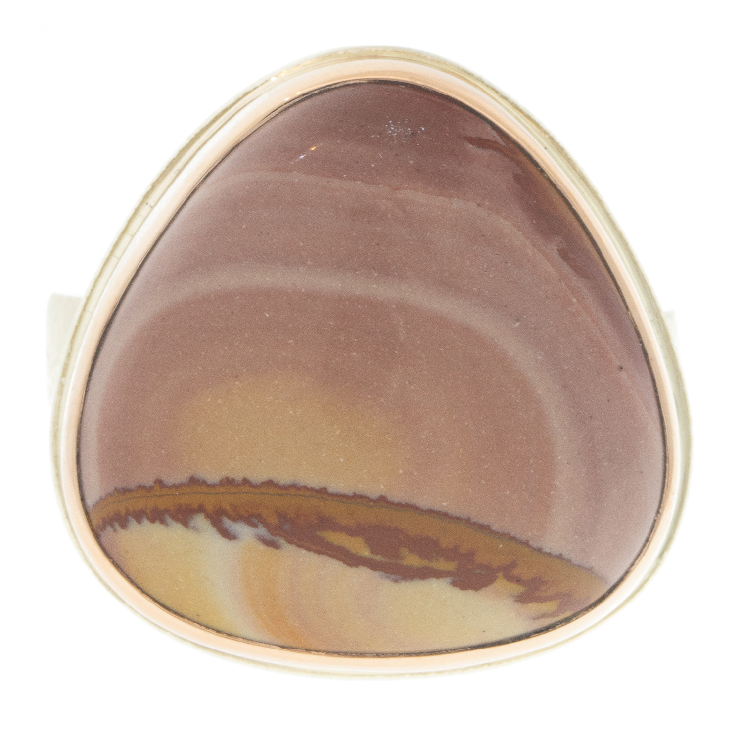Jamie Joseph: Sterling & 14K Rose Gold Ring w/ Asymmetrical RED FALCON JASPER on Y Band size 7 3/4" x 3/4"