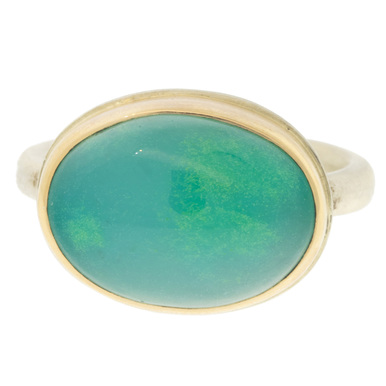 gold and silver ring with gem silica by jewelry designer Jamie Joseph