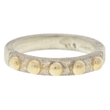 Alison Shiboski: Ring, 5 dots, Sterling silver, 14K gold 6