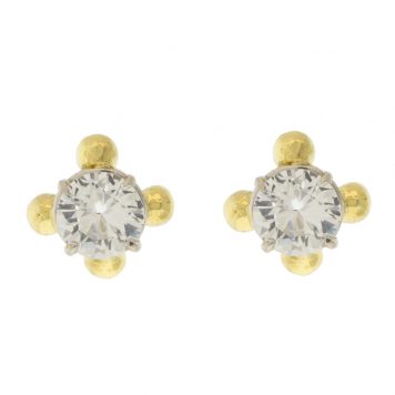 Alison Shiboski: Studs,14K Yellow gold,White Sapphire,1.75 tcw
