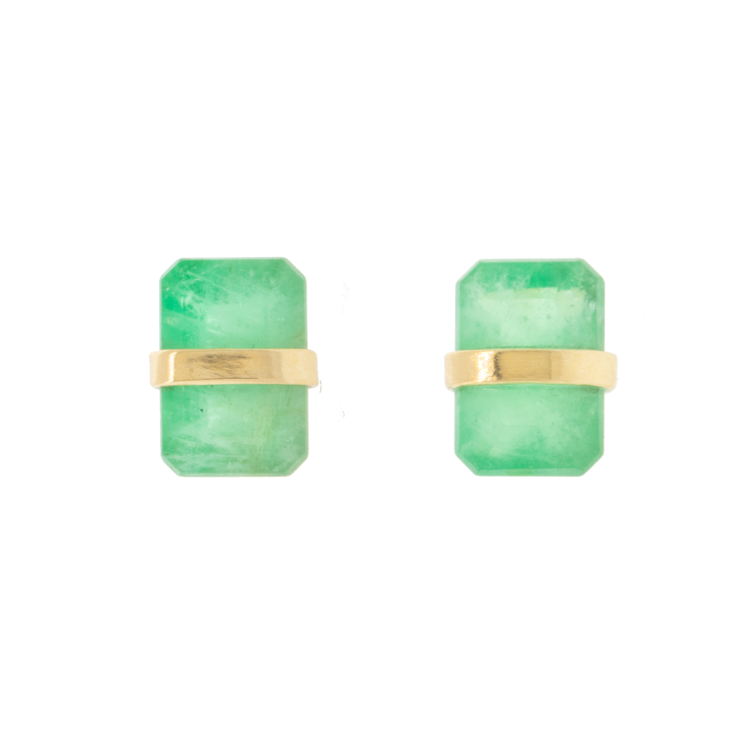 Melissa Joy Manning: Emerald-Cut Zambian Emerald Post Earrings