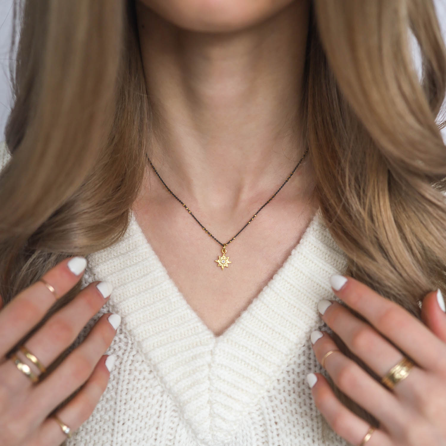 Robindira Unsworth : Necklace,Oxidized sterling silver,14k Gold vermeil,Moonstone