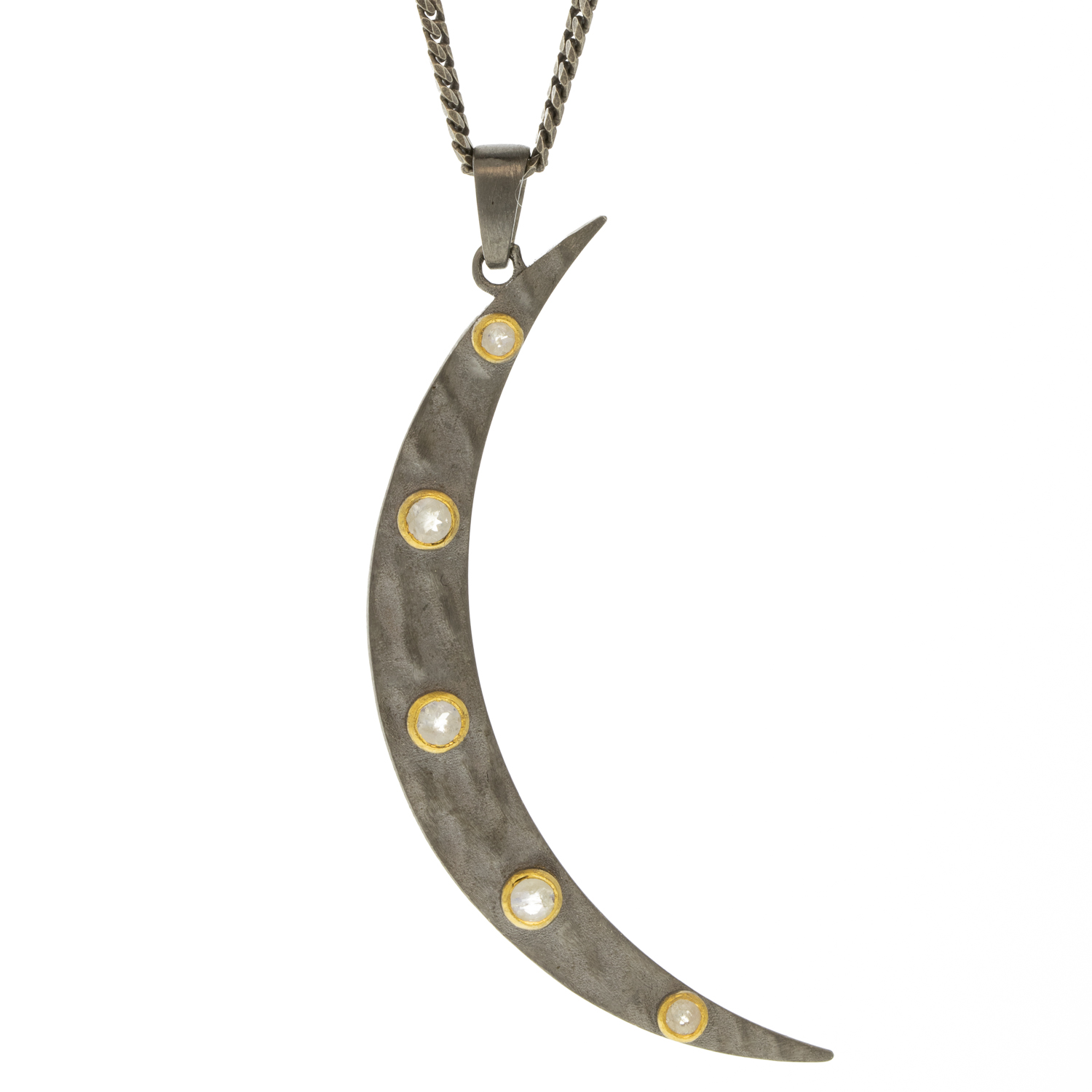 Robindira Unsworth : Necklace,Oxidized sterling silver,14k Gold vermeil,Moonstone