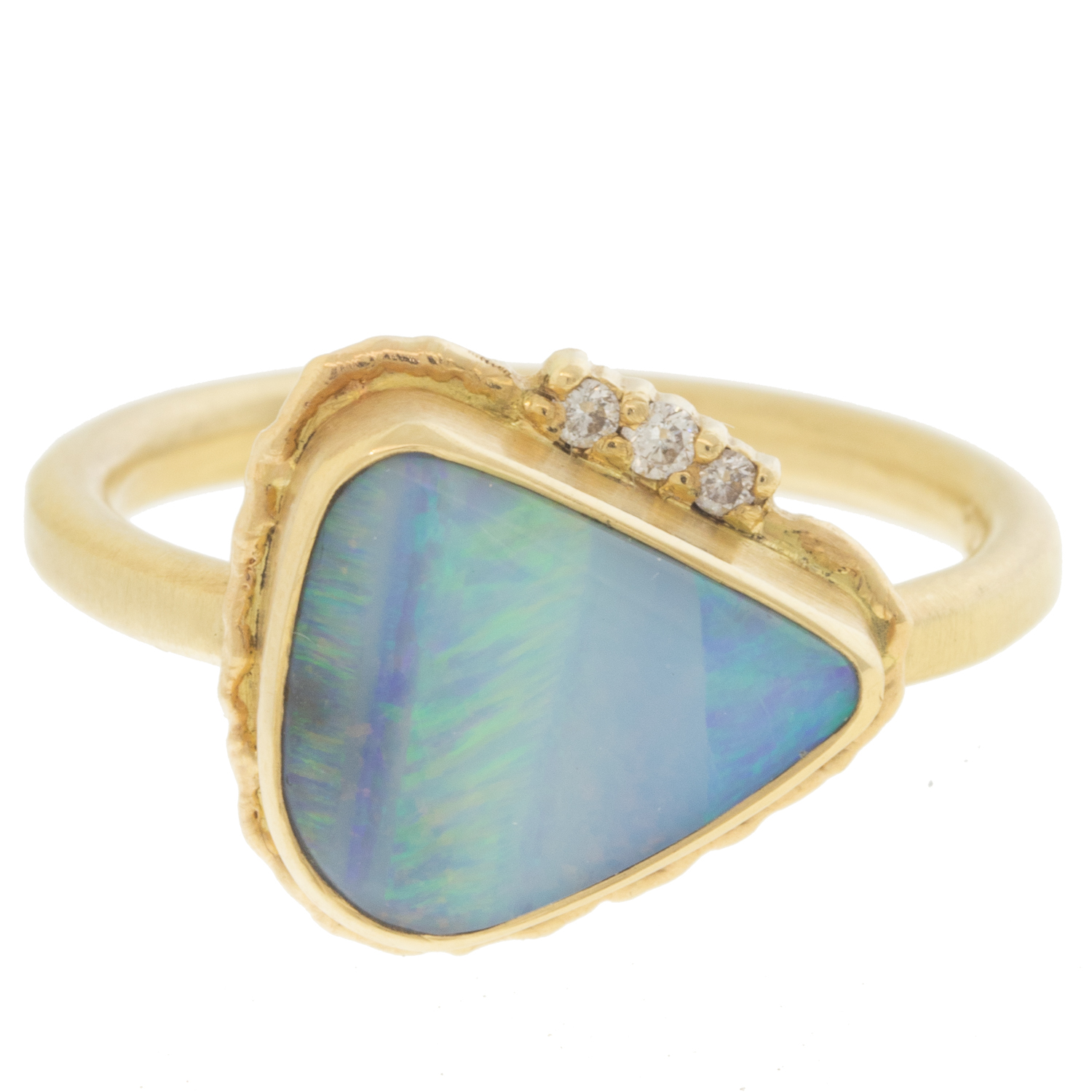 gold ring with opal and diamonds by jewelry designer Jamie Joseph